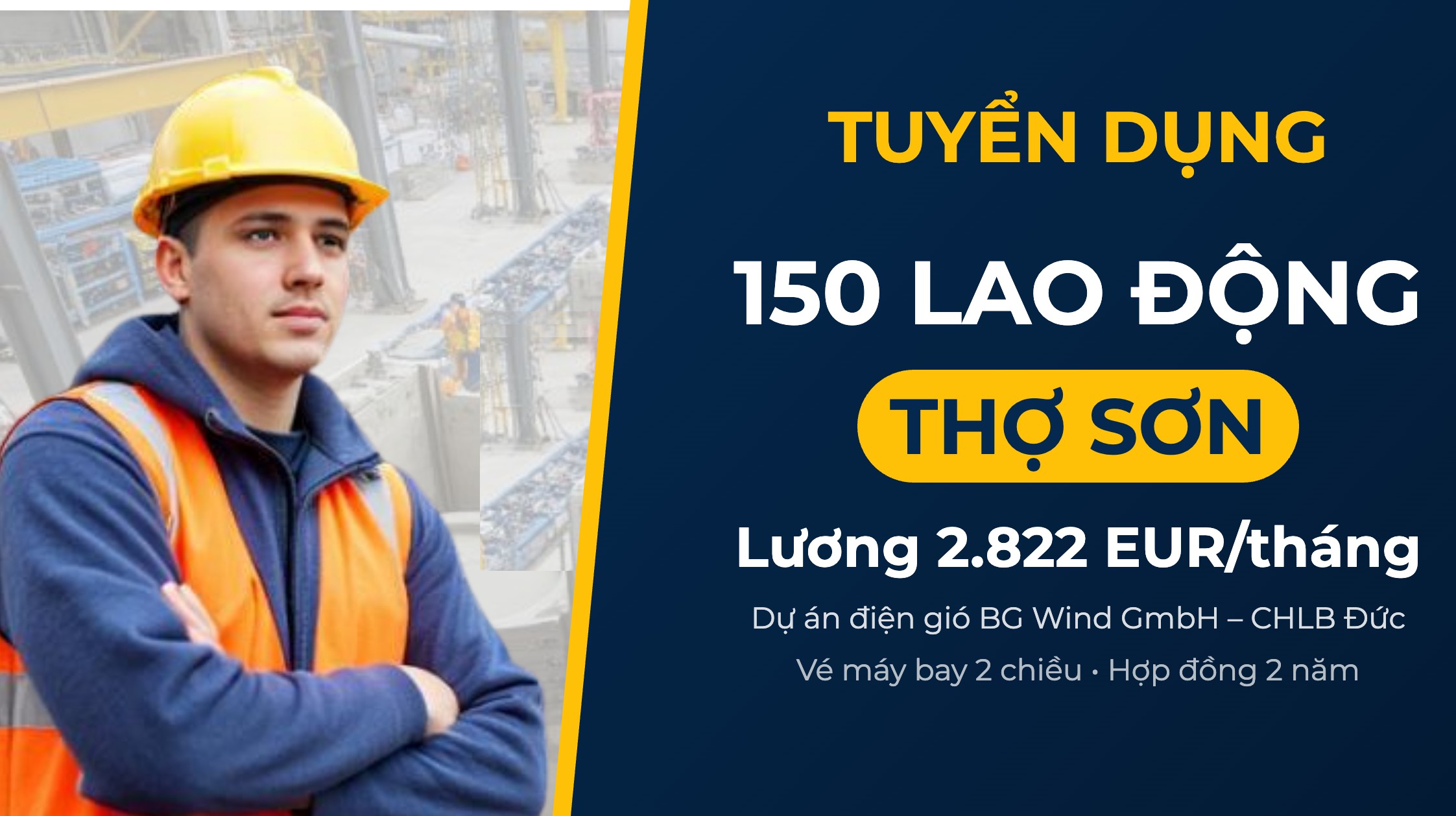 Tuyển dụng 150 thợ sơn dự án điện gió tại Đức